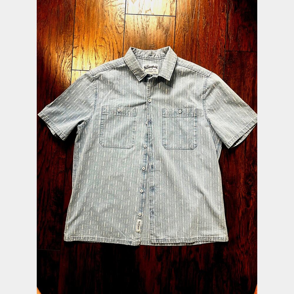 The Stronghold LA Woven Pattern 2 Chest Pockets Short Sleeve Shirt Men's Size L